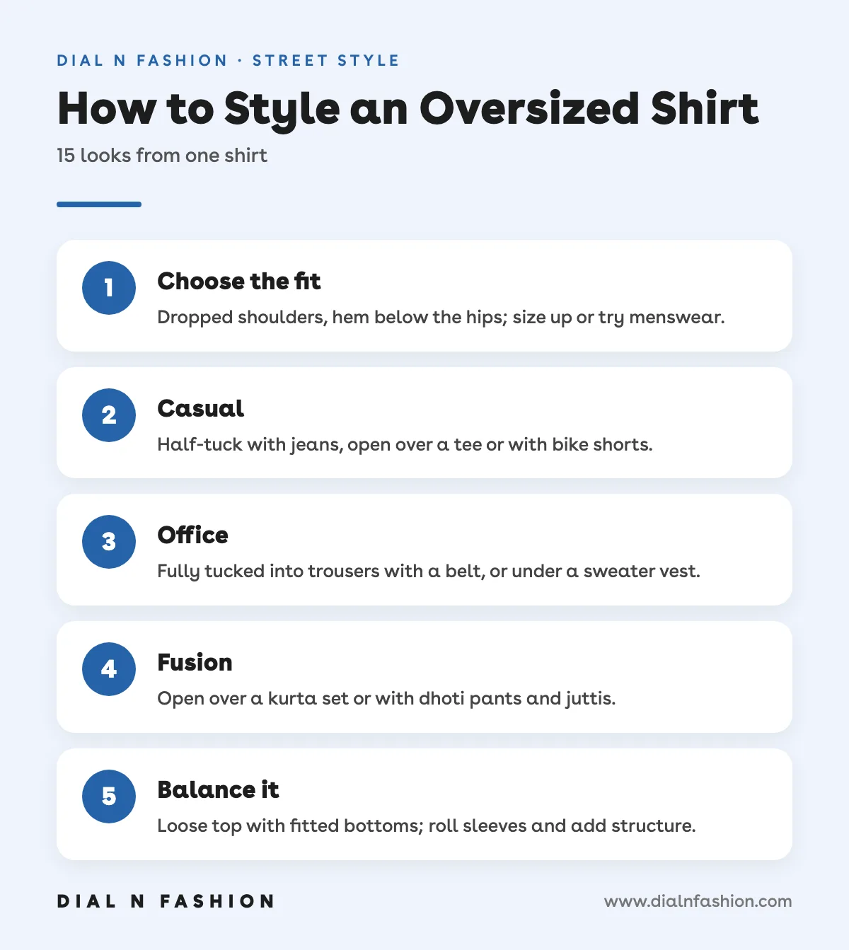 Infographic: how to style an oversized shirt