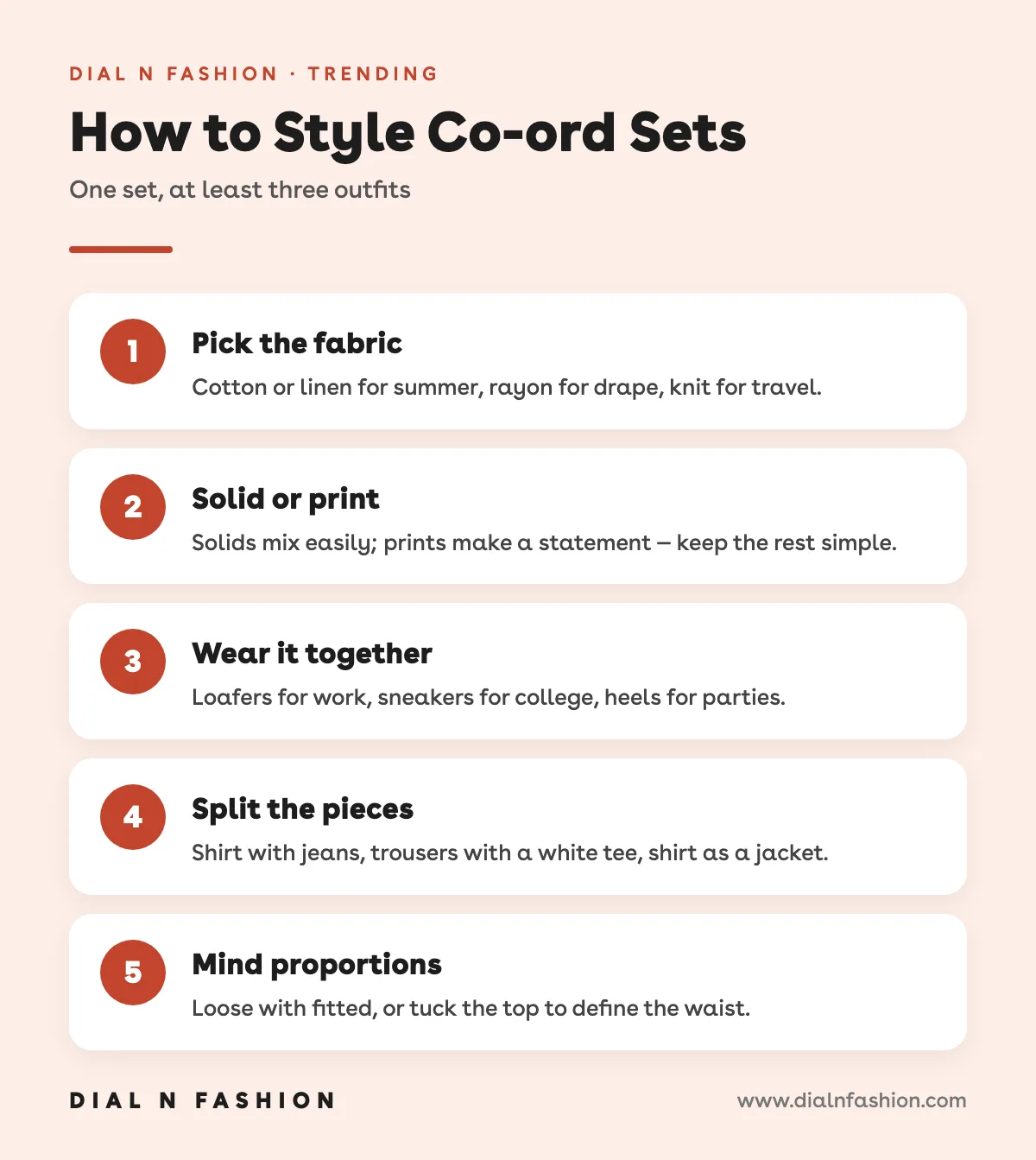 Infographic: how to style co-ord sets in five steps