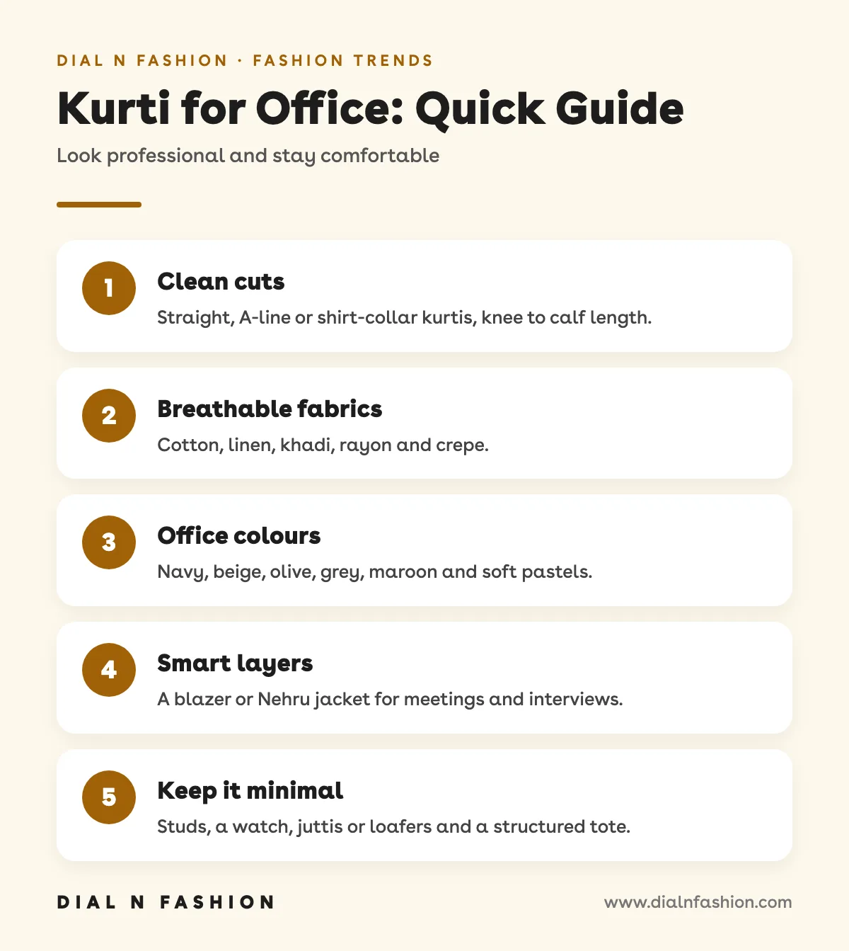 Infographic: kurti for office quick guide