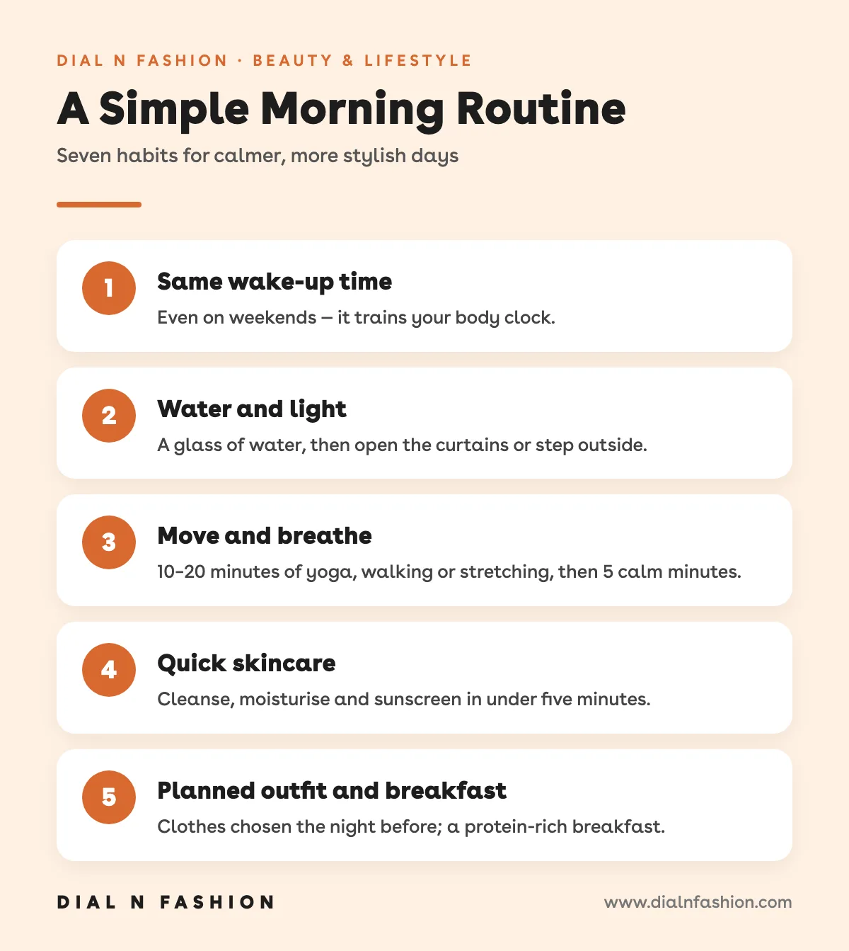 Infographic: a simple morning routine in five steps