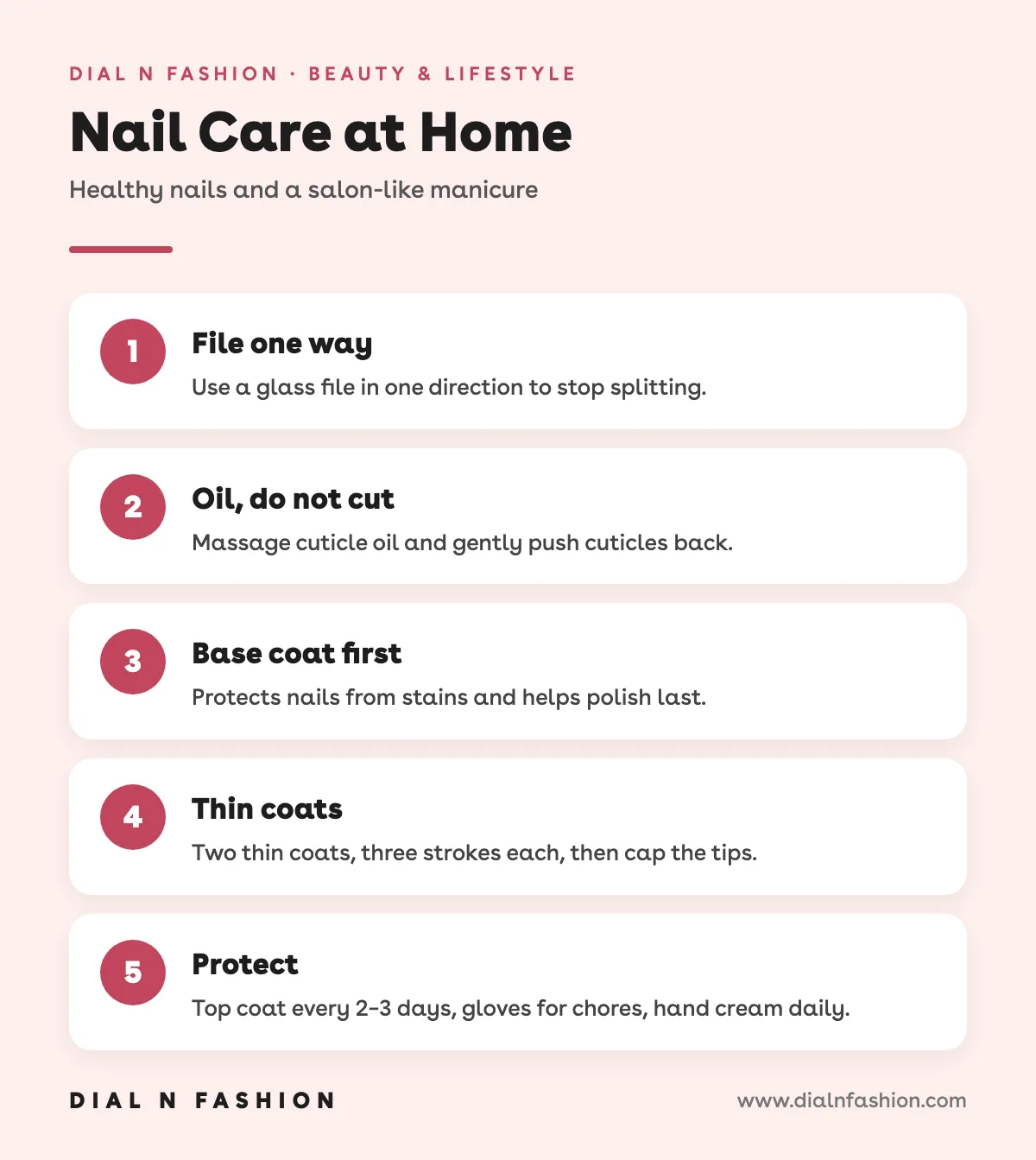 Infographic: five tips for nail care at home