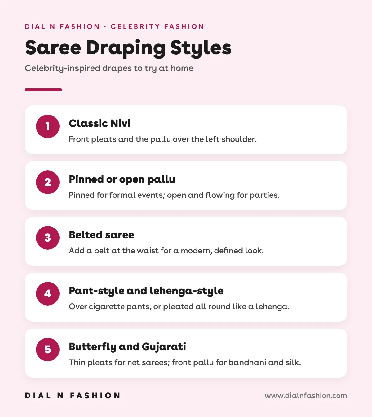 Infographic: saree draping styles to try at home