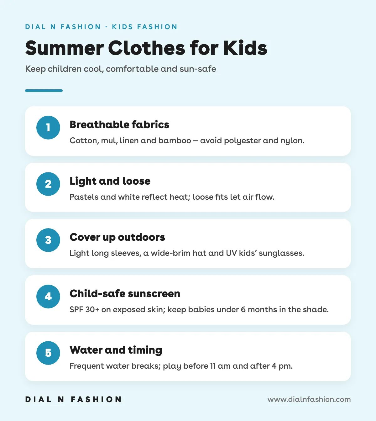 Infographic: five tips for summer clothes for kids