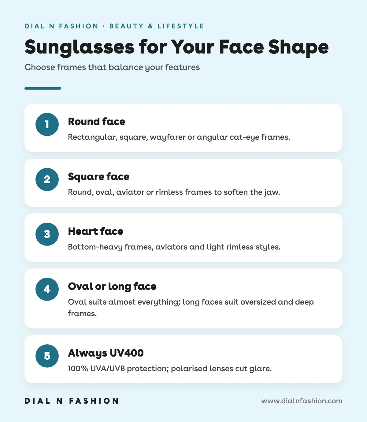 Infographic: best sunglasses for each face shape