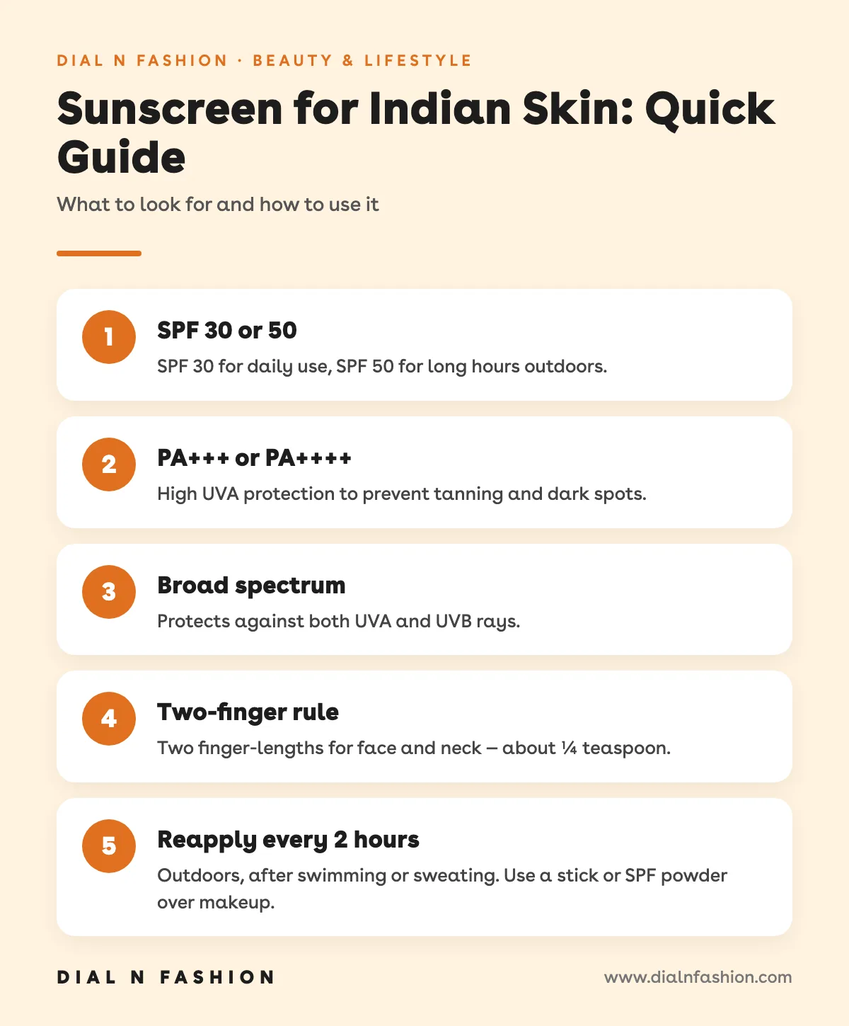 Infographic: quick guide to choosing and applying sunscreen for Indian skin