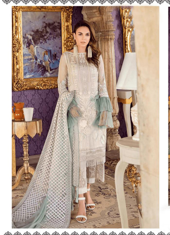 Dial N Fashion Off White Latest Designer Pakistani Style Heavy Net Suit