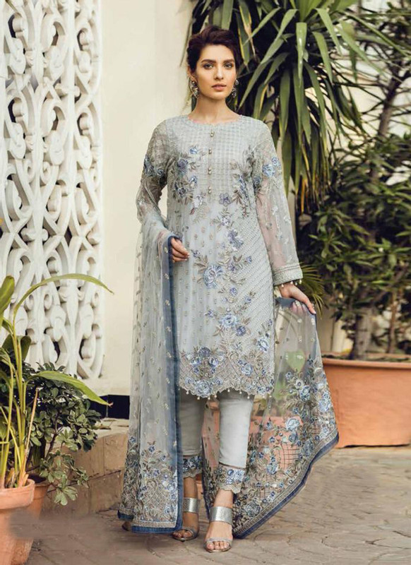 Dial N Fashion Off White Heavy Embroidred Designer Georgette Pakistani Style Suit