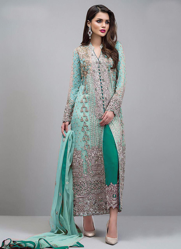 Dial N Fashion Sky Blue Heavy Handwork Designer Georgette Pakistani Suit