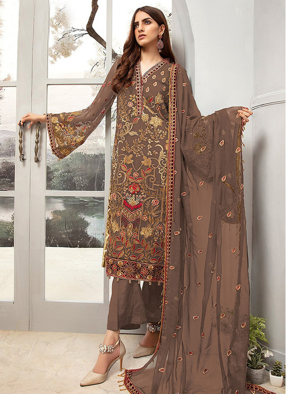 Dial N Fashion Brown Latest Heavy Designer Pakistani Style Salwar Suit