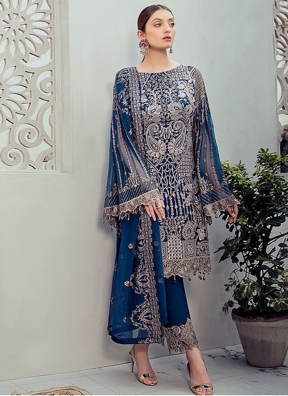 Dial N Fashion Blue Heavy Designer Pakistani Style Salwar Suit