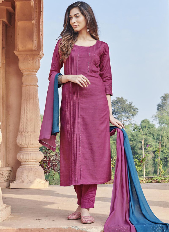 Dial N Fashion Rani Pink Designer Readymade Party Wear Salwar Suit