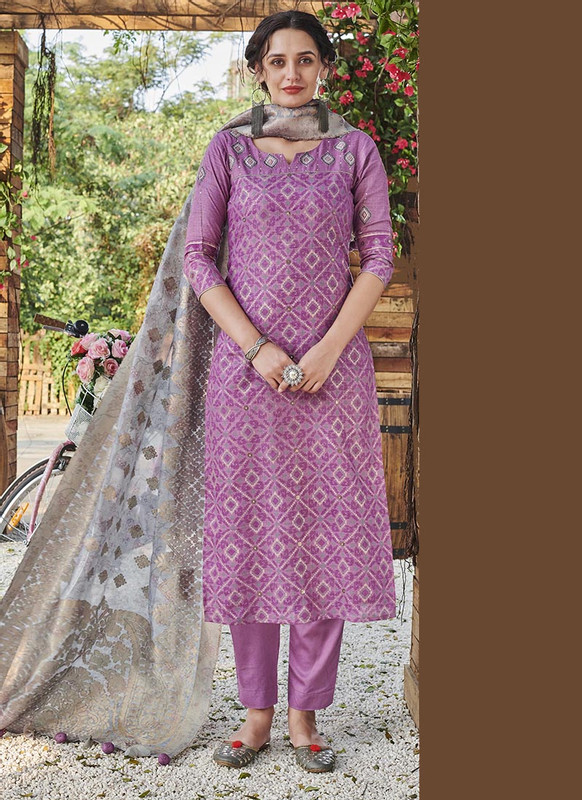 Dial N Fashion L- Purple Designer Readymade Party Wear Salwar Suit