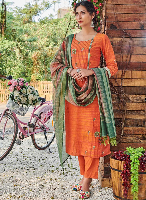 Dial N Fashion Orange Designer Readymade Party Wear Salwar Suit