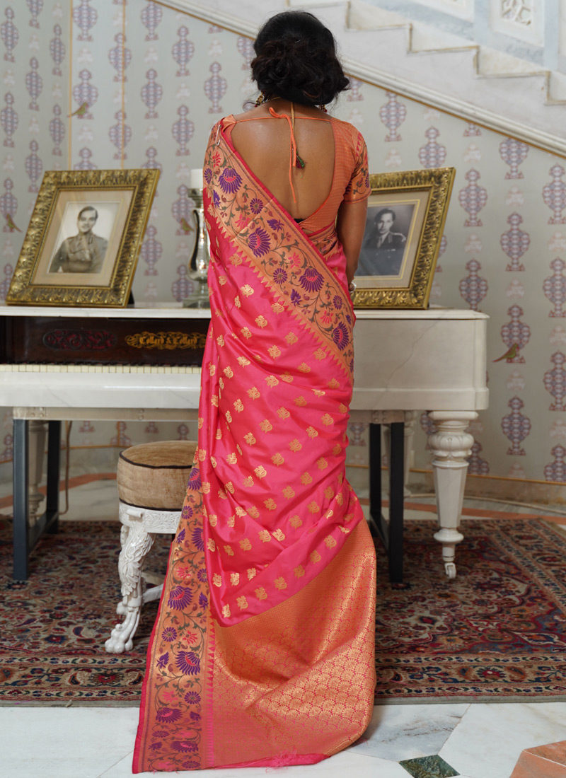 Dial N Fashion Kohinoor Rajtex Pink Silk Wedding Saree