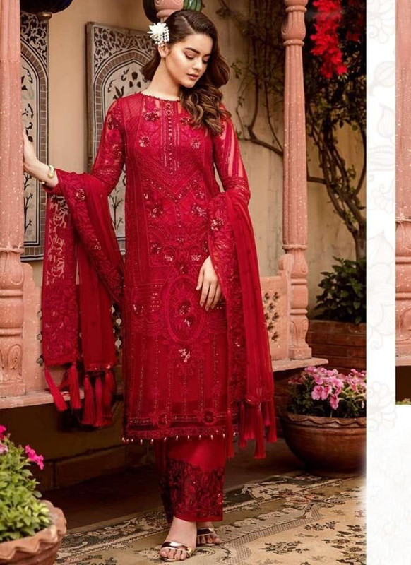 Dial N Fashion Red Designer Party Wear Pakistani Style Salwar Suit