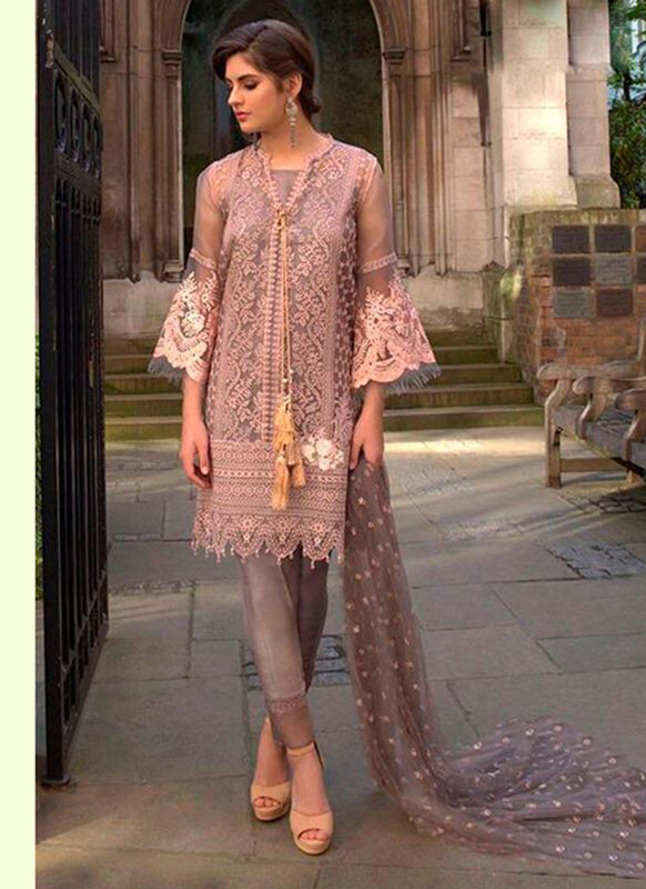 Dial N Fashion Light Mauve Latest Designer Butterfly Net Pakistani Style Suit