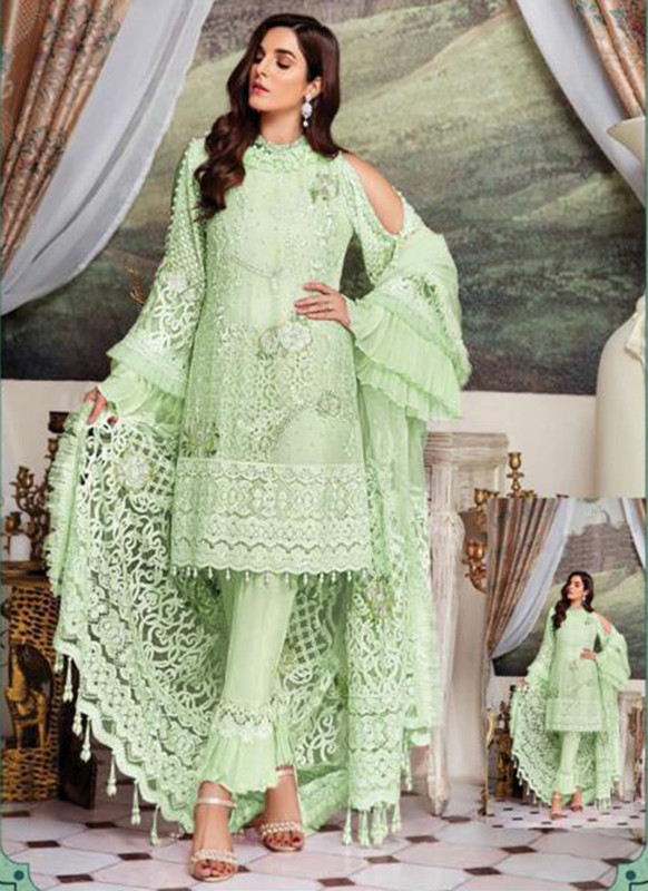 Dial N Fashion Pista Heavy Embroidred Designer Foux Georgette Pakistani Style Suit