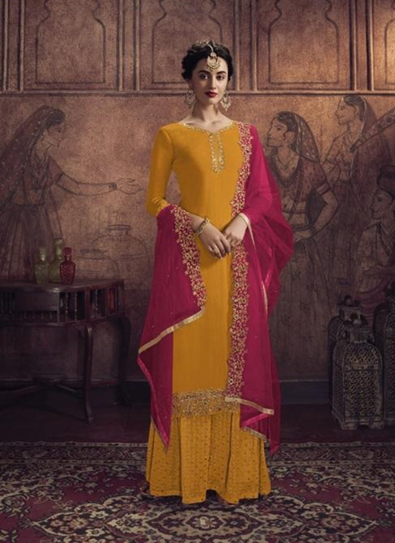 Dial N Fashion Designer Party Wear Yellow Pakistani Salwar Suit