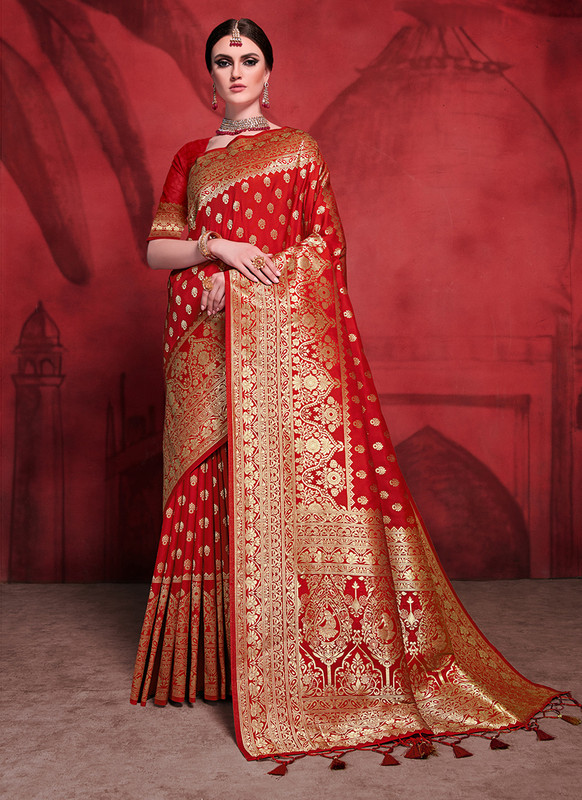 Silk Saree In Red Color For Wedding from Kesari