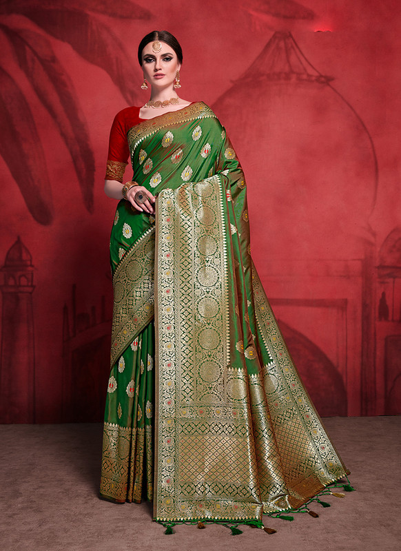 Silk Saree In Green Color For Wedding from Kesari
