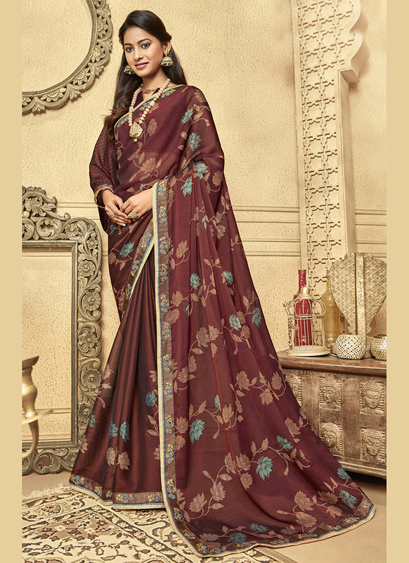 Triveni Vallabhi Pearl Brown Color Casual Wear Saree