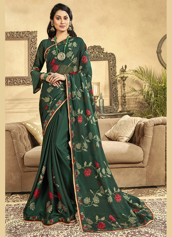 Triveni Vallabhi Pearl Green Color Casual Wear Saree
