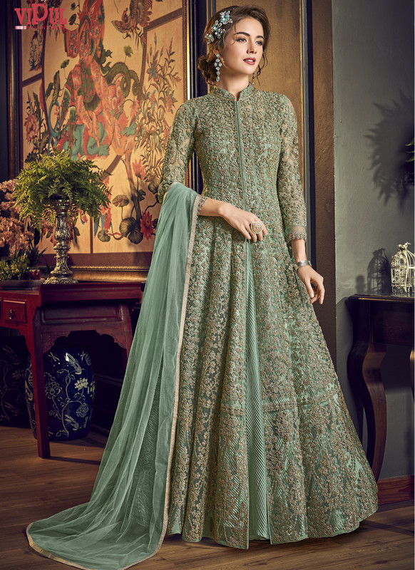 Dial N Fashion Green Vipul Designer Party Wear Gown