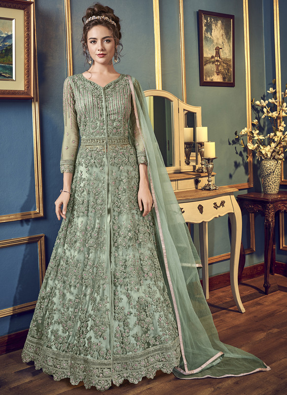 Dial N Fashion Green Vipul Designer Party Wear Gown