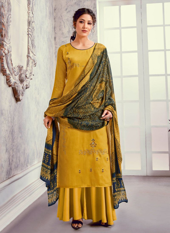 Bluebell Designer Mustard Color Trendy Palazzo Suit