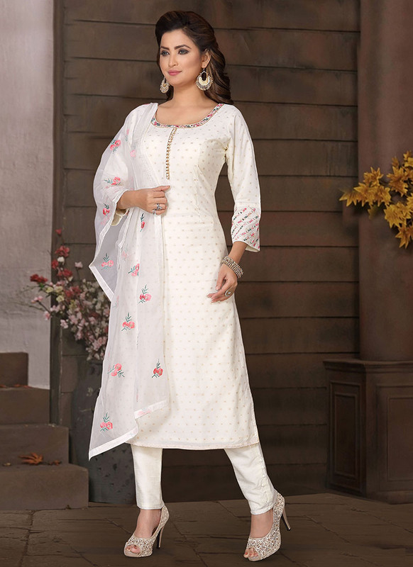 Dial N Fashion White  Designer Party Wear Readymade Suits