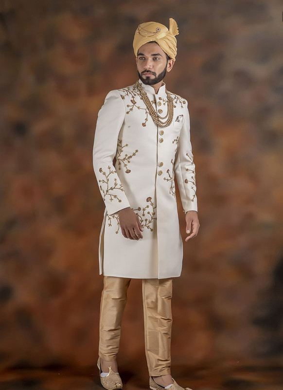 Dial N Fashion Off White Readymade Men's Designer Indo Sherwani