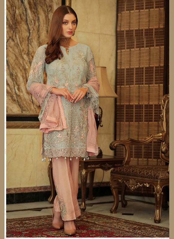 Dial N Fashion Cream  Letest Designer Pakistani Style Suit