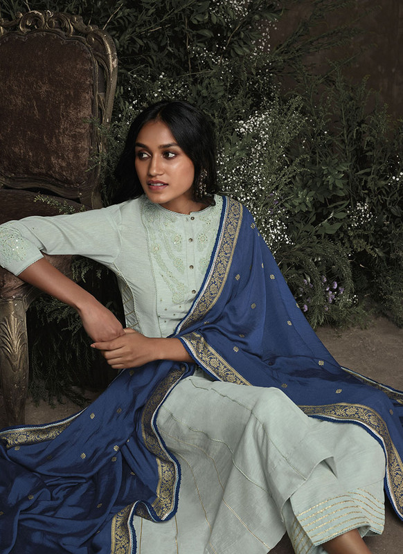 Jansi Noora Designer Light Blue Salwar Suit