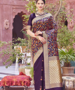 Dial N Fashion Purple  Designer Party Wear Weaving Silk Saree