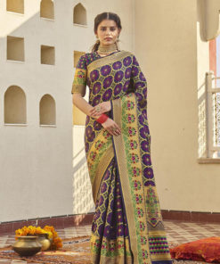 Dial N Fashion Purple  Latest Designer Classic Wear Weaving Silk Saree