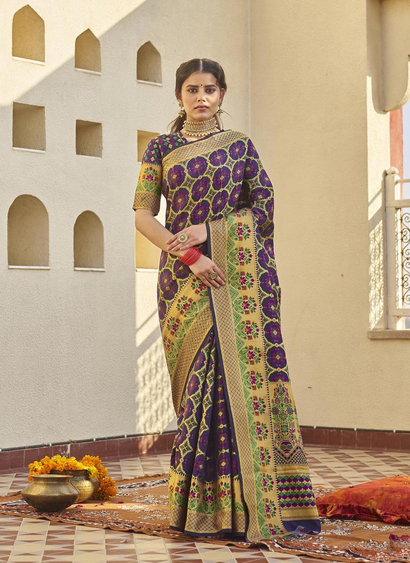 Dial N Fashion Purple  Latest Designer Classic Wear Weaving Silk Saree
