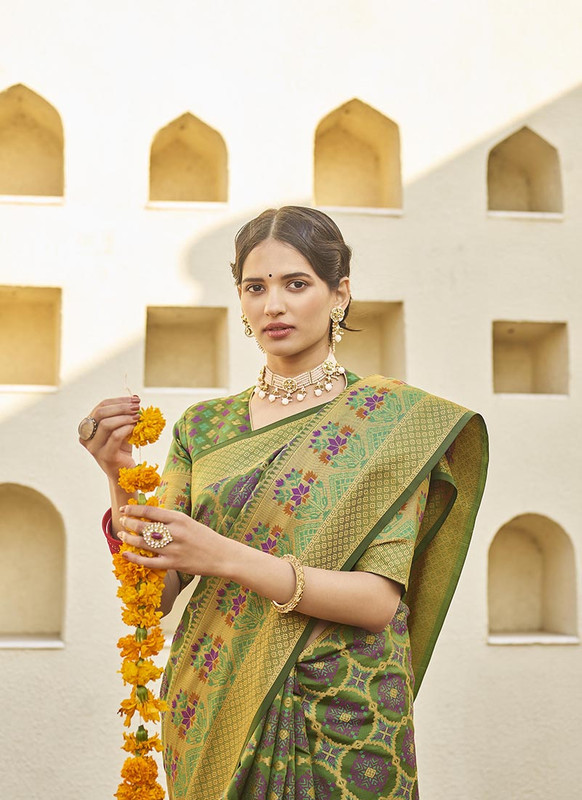 Dial N Fashion Green  Latest Designer Classic Wear Weaving Silk Saree