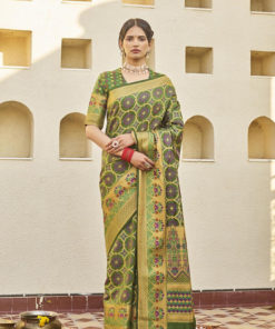 Dial N Fashion Green  Latest Designer Classic Wear Weaving Silk Saree