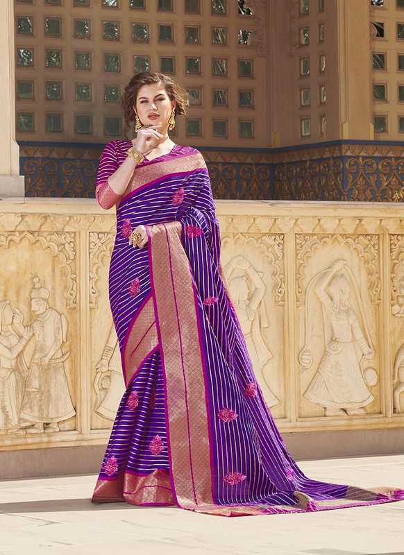 Dial N Fashion Purple  Designer Party Wear Soft Linen Silkk Saree