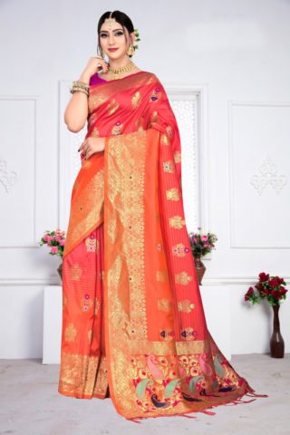 Dial N Fashion Multi Color Latest Designer Party Wear Pure Silk Saree