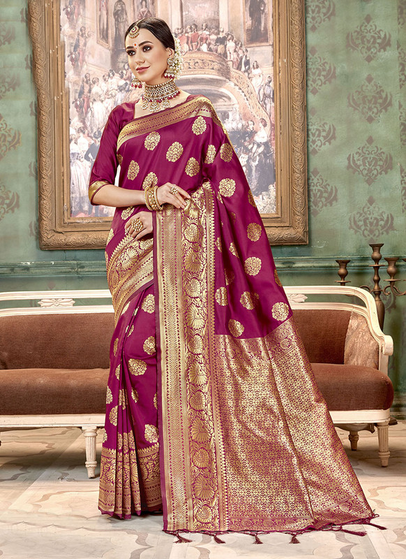 Dial N Fashion Pink Designer Traditional Wear Art Silk Saree