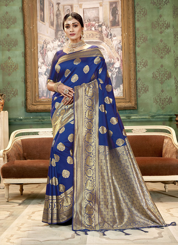 Dial N Fashion Blue Designer Traditional Wear Art Silk Saree