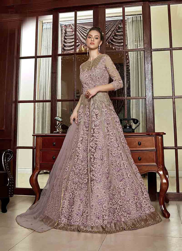 Dial N Fashion Purple Latest Designer Party Wear Anarkali Suits