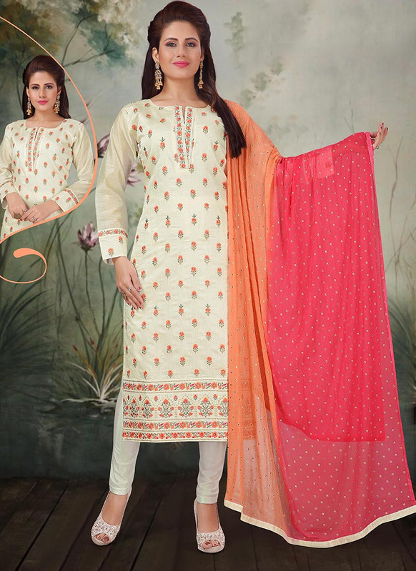 Dial N Fashion Off White Latest Designer Party Wear Silk Salwar Suit