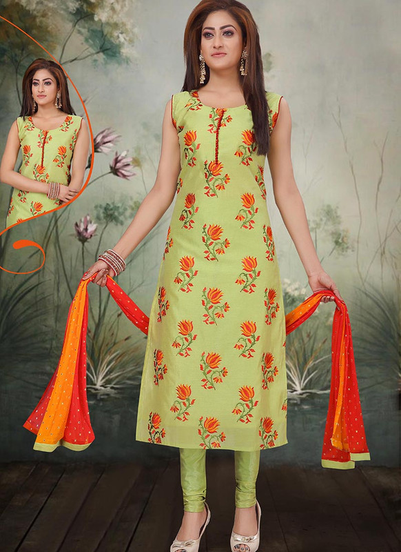 Dial N Fashion Green Latest Designer Party Wear Silk Salwar Suit