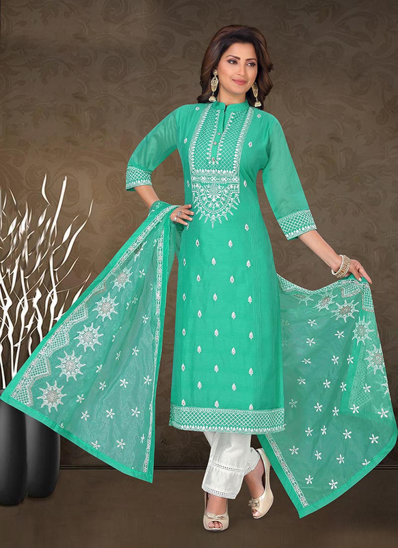 Dial N Fashion Green Latest Designer Party Wear Silk Salwar Suit