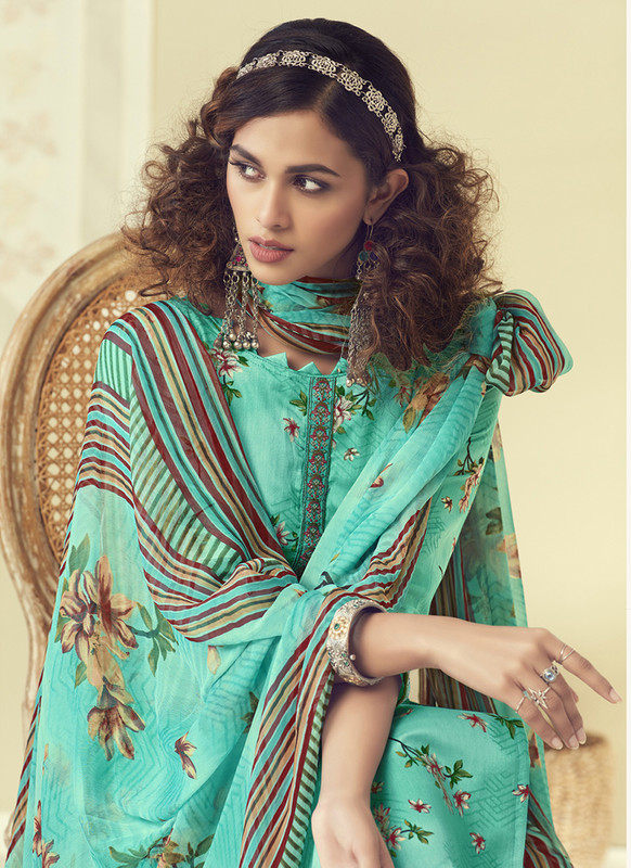 Dial N Fashion Green Latest Designer Pure Zam Cotton Salwar Suit