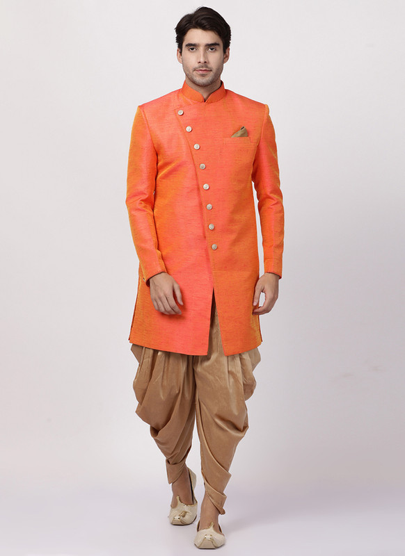 Dial N Fashion Orange  Readymade Designer Sherwani