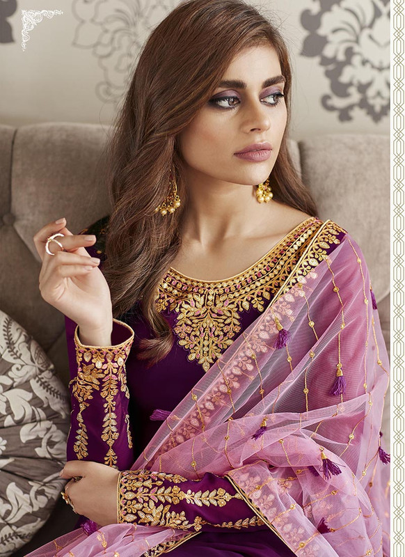 Dial N Fashion Purple  Heavy Designer Real Georgette Salwar Suit