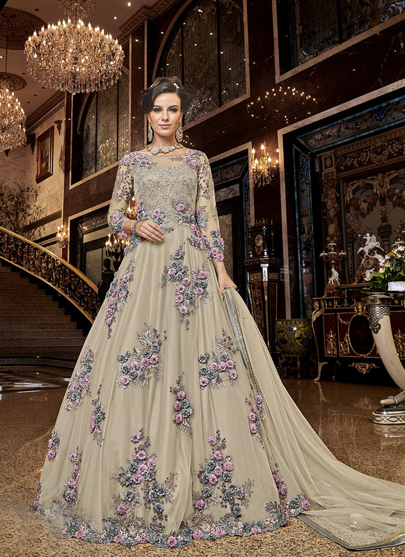 Dial N Fashion Beige  Heavy Designer Bridal Wear Salwar Suit